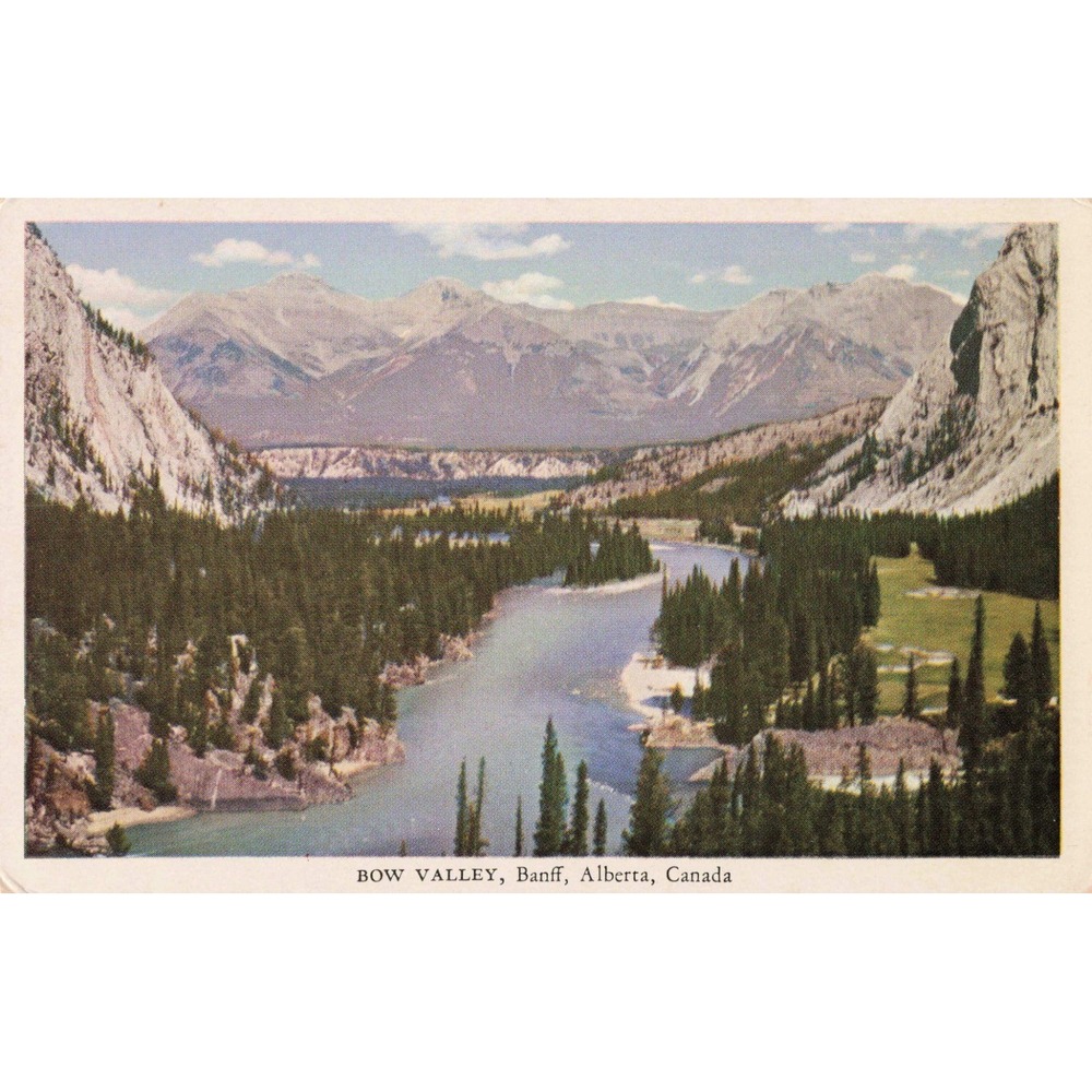 Bow Valley Banff Alberta Canada Canadian Rockies Mountain River View Postcard - Picture 1 of 2